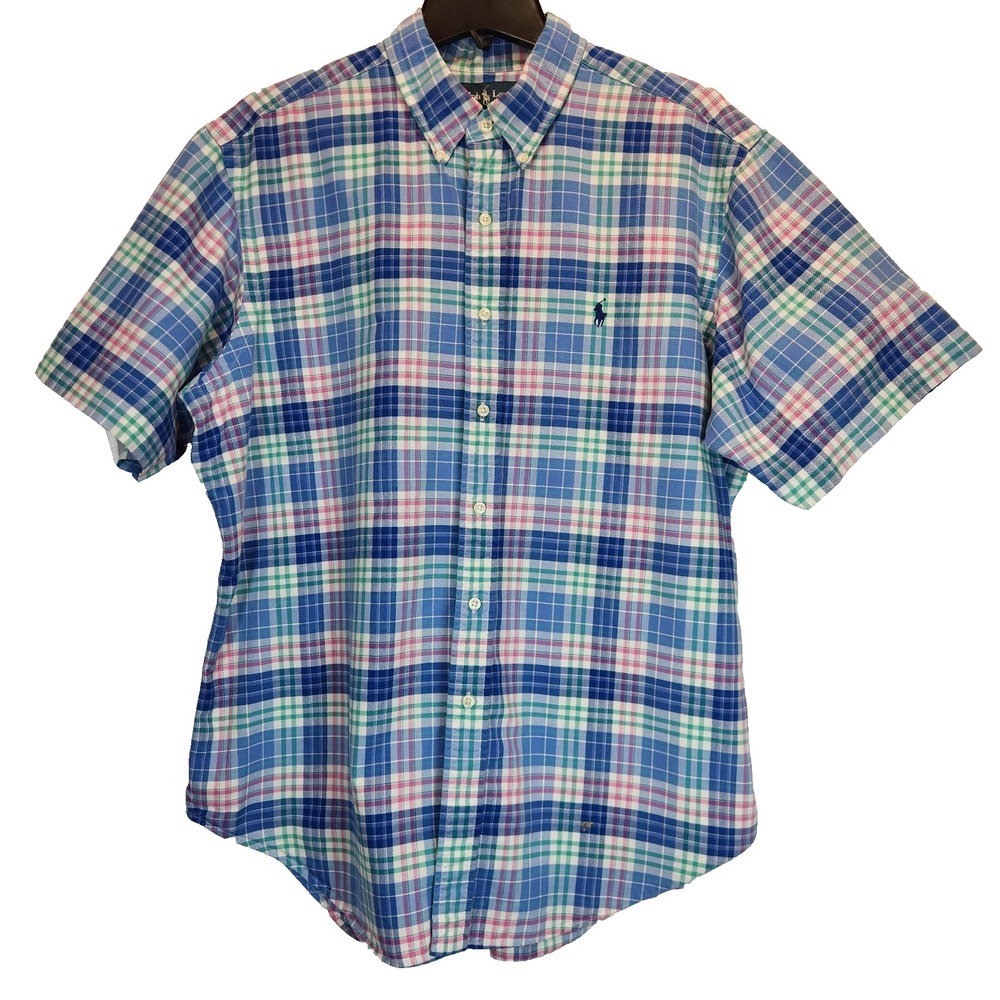 Polo Ralph Lauren Men Plaid Short Sleeve Button Down Shirt Oxford Classic Fit XL